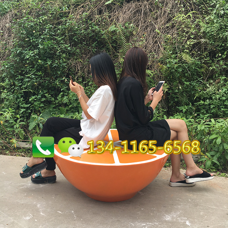 玻璃鋼橙子坐凳雕塑圖片/玻璃鋼橙子坐凳雕塑樣板圖 (3)