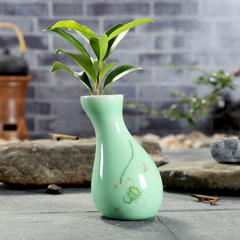 龍泉青瓷手繪花瓶圖片/龍泉青瓷手繪花瓶樣板圖 (2)