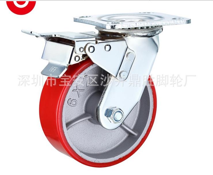腳輪 廠家直銷*鐵芯PU重型腳輪剎車萬向重型工業(yè)腳輪萬向輪