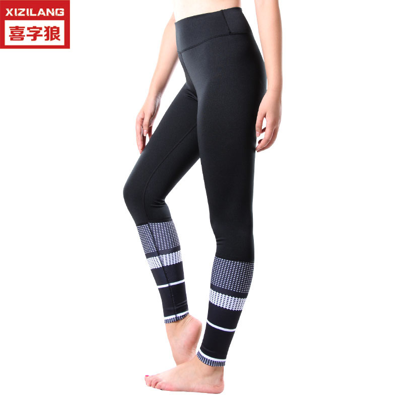 跨境緊身健身褲彈力透氣速干褲圖片