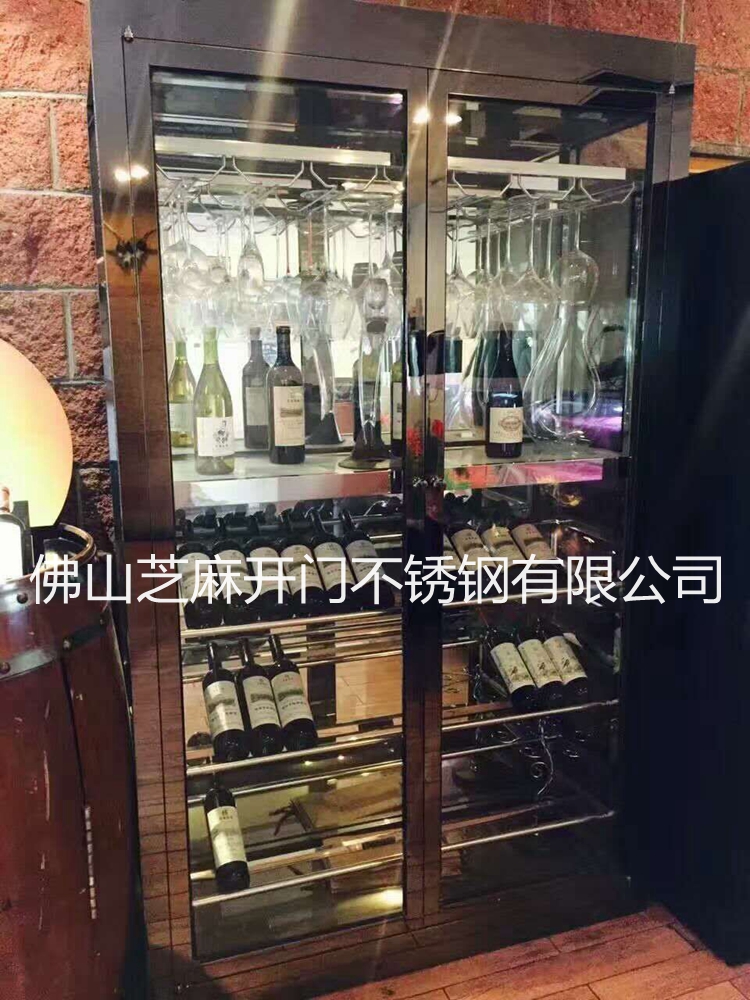 芝麻开门定制镜面玫瑰金酒架 拉丝钛金酒柜 金属酒柜 黑钛不锈钢红酒柜图片