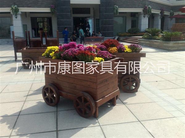 廠家直銷定制防腐木花車 戶外廣場移動花車