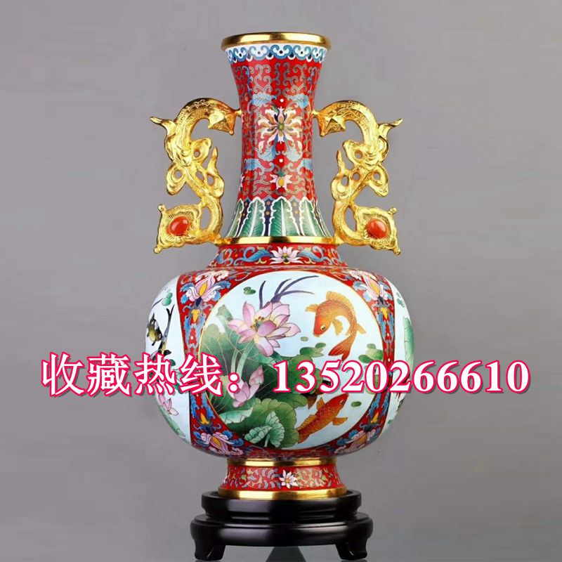 國(guó)寶景泰藍(lán)如意雙耳賞瓶 戴嘉林圖片