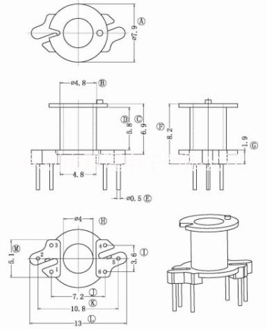 RM4 變壓器骨架圖片/RM4 變壓器骨架樣板圖 (2)