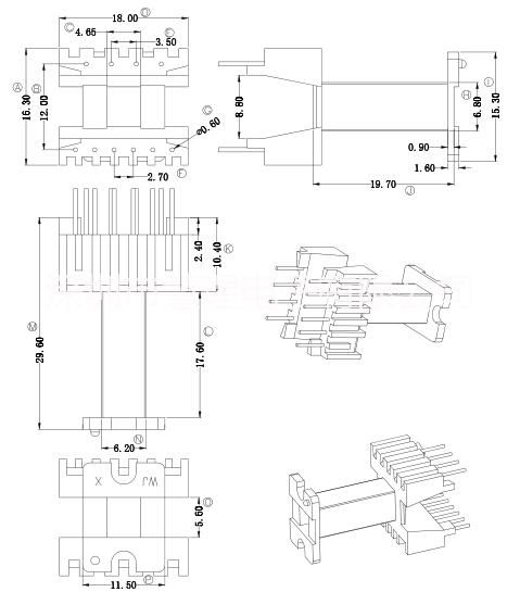 EEL16高频变压器骨架图片