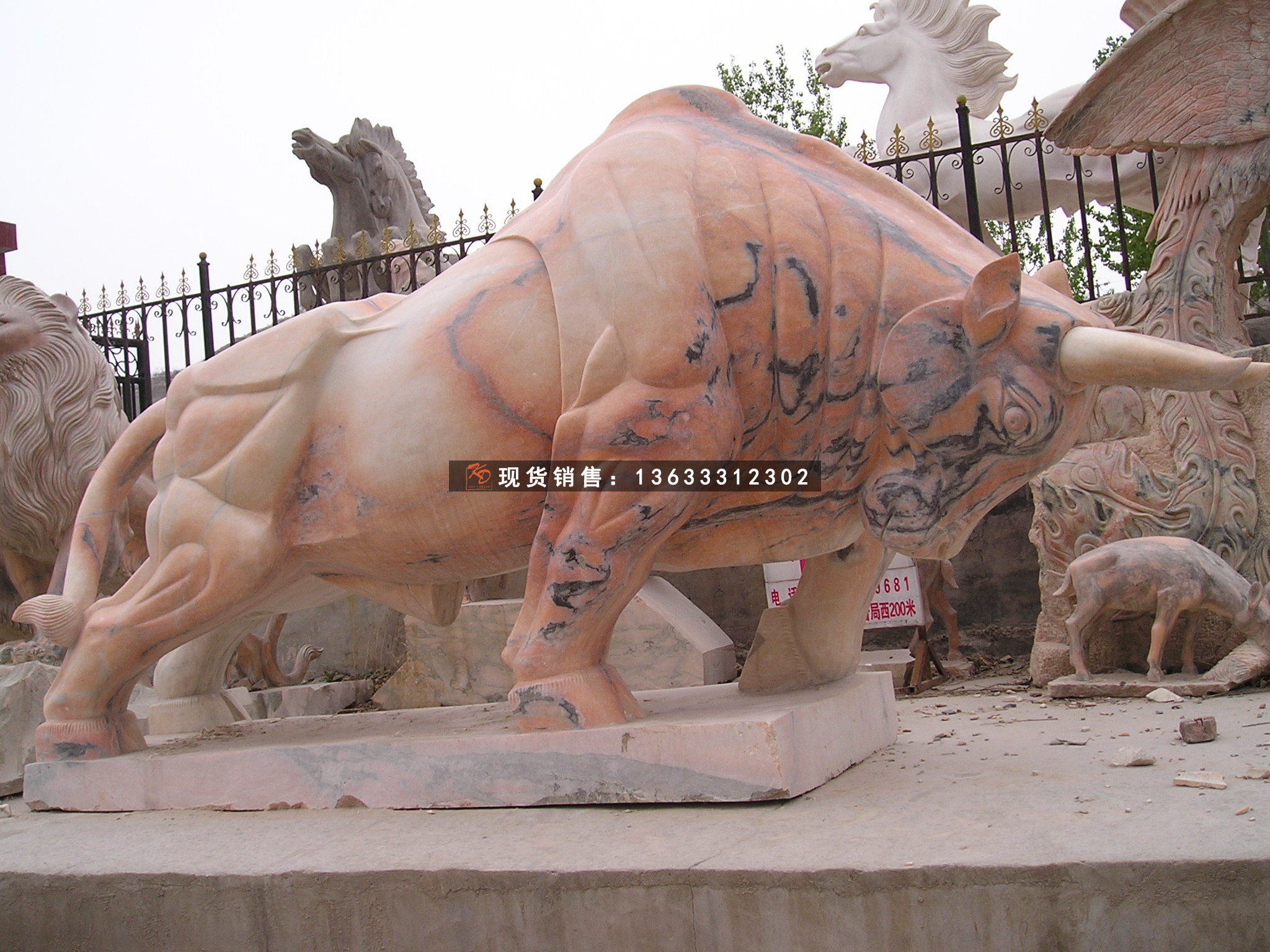 北京石雕牛雕塑動物雕塑象擺件現貨圖片