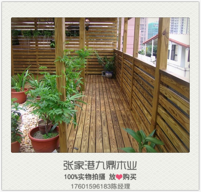 露台雨棚阳光房花园 户外防腐木 芬兰木实木地板 柳桉木桌椅也可订制图片