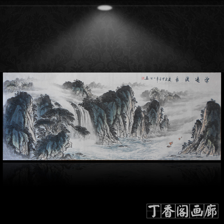 國畫大江河山水畫純手工辦公室掛畫老總經(jīng)理辦公室裝飾畫中國風(fēng)山水畫名家手繪*