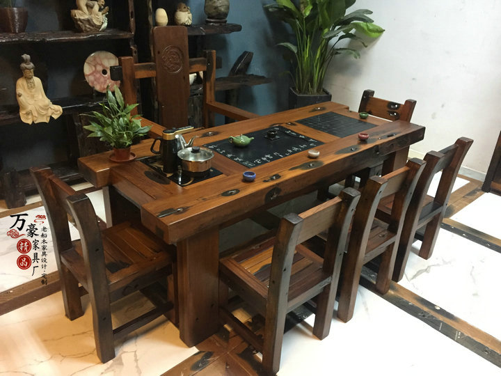 老船木泡茶臺船木家具客廳茶幾茶桌