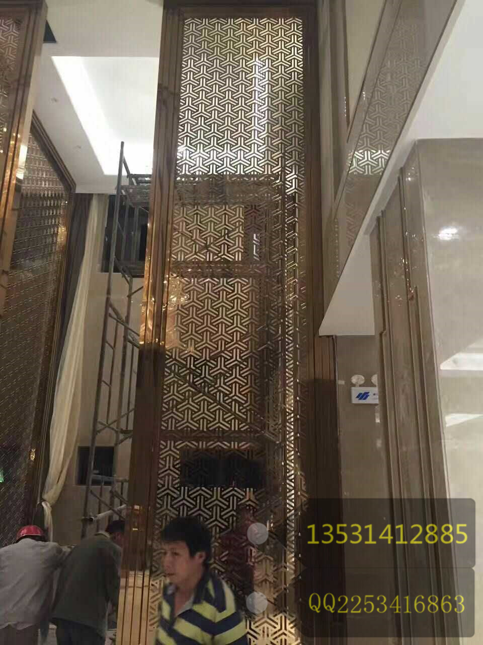 玫瑰金不銹鋼鏤空屏風圖片/玫瑰金不銹鋼鏤空屏風樣板圖 (3)
