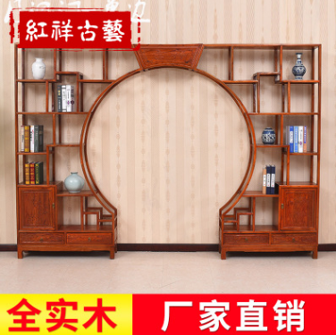 仿古實木中式博古架圖片