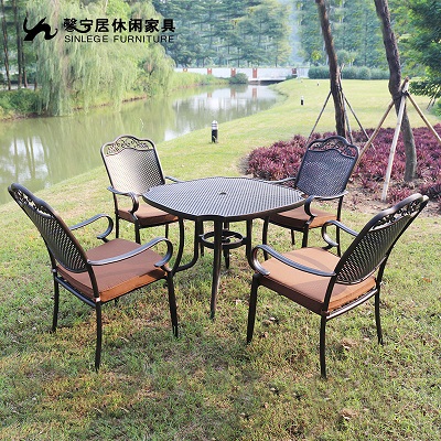 戶外桌椅花園室外餐飲鑄鋁庭院桌椅圖片/戶外桌椅花園室外餐飲鑄鋁庭院桌椅樣板圖 (2)