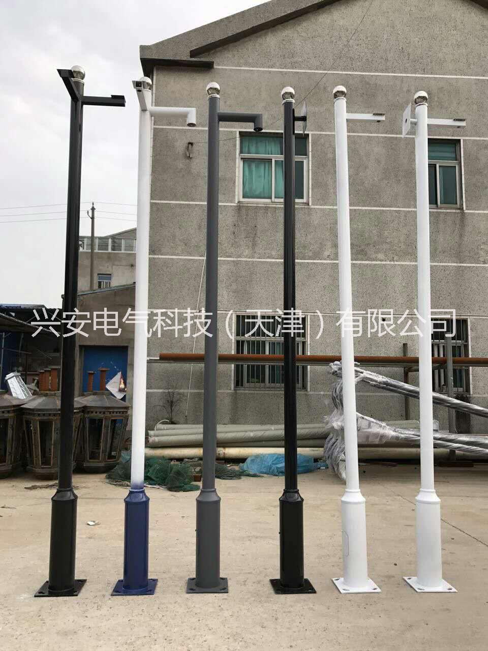 天津興安小區(qū)監(jiān)控桿3米攝像頭球機(jī)支架不銹鋼室外監(jiān)控桿可定制 小區(qū)監(jiān)控立桿