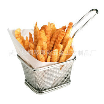 長(zhǎng)期供應(yīng) 不銹鋼肯德基炸籃 原創(chuàng)單柄油炸籃 不銹鋼薯?xiàng)l炸框