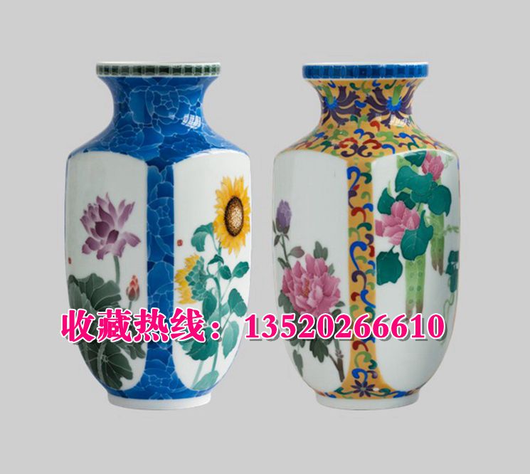 四方八喜滿花開(kāi)窗對(duì)瓶 楊鈞大師作圖片