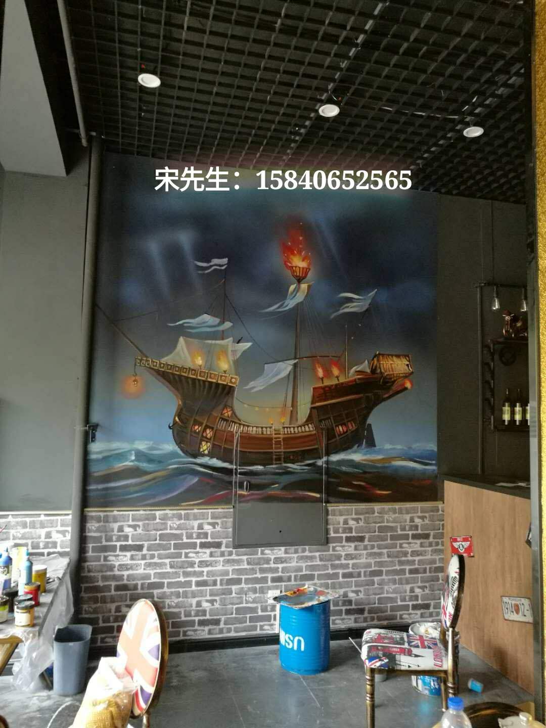 大連彩繪手繪室外墻體專業(yè)設(shè)計定制15840652565