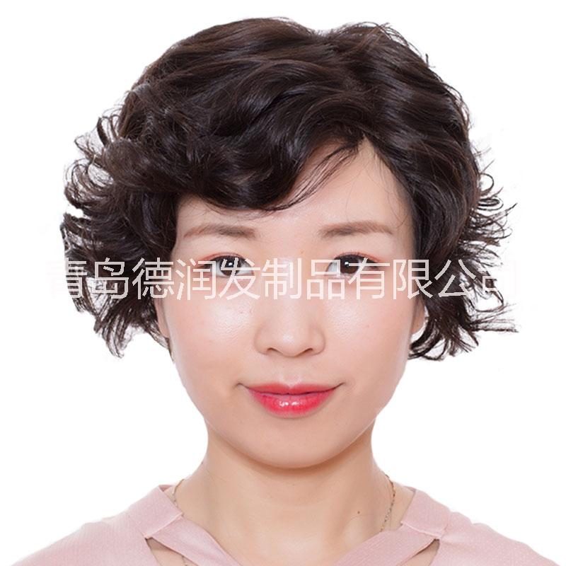 德潤(rùn)短卷發(fā) 假發(fā)套 中老年假發(fā) 遞針 真人發(fā)
