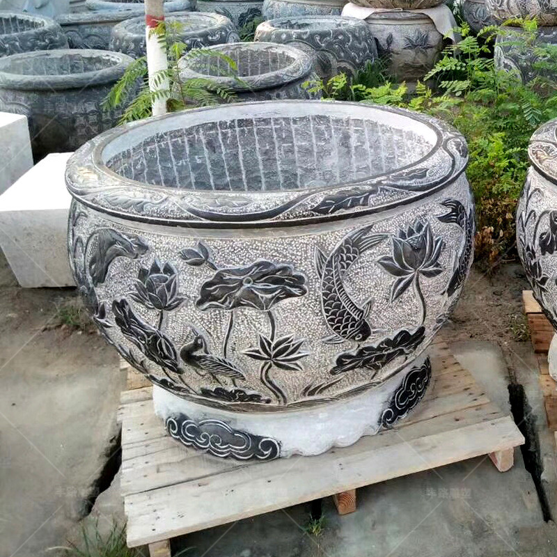 豐路雕塑 仿古石雕荷花魚缸圓缸圖片/豐路雕塑 仿古石雕荷花魚缸圓缸樣板圖 (3)