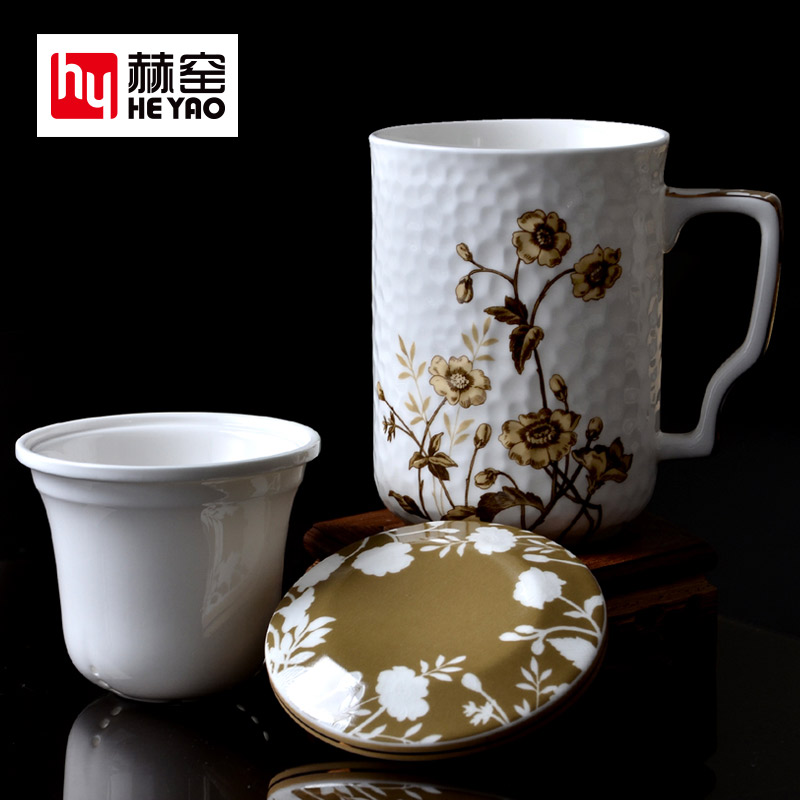 茶漏陶瓷水杯廣告帶蓋花草骨瓷杯子圖片/茶漏陶瓷水杯廣告帶蓋花草骨瓷杯子樣板圖 (2)