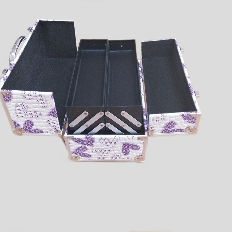 皮質(zhì)化妝箱雙開鋁制化妝箱手提多層美容紋繡美甲工具收納箱