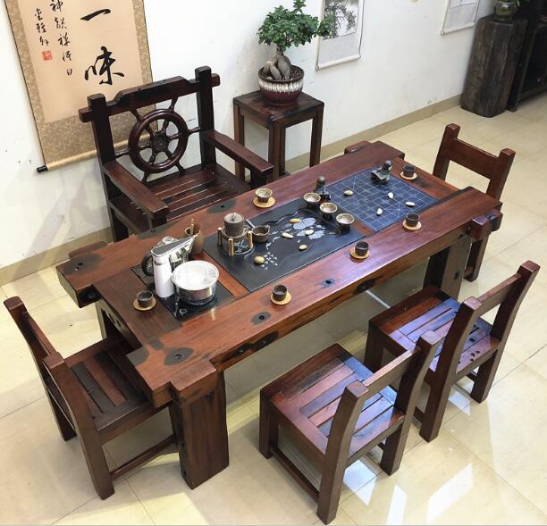 老船木家具 *海螺孔 原生態(tài)  船木厚重茶桌 原生態(tài)茶臺船木