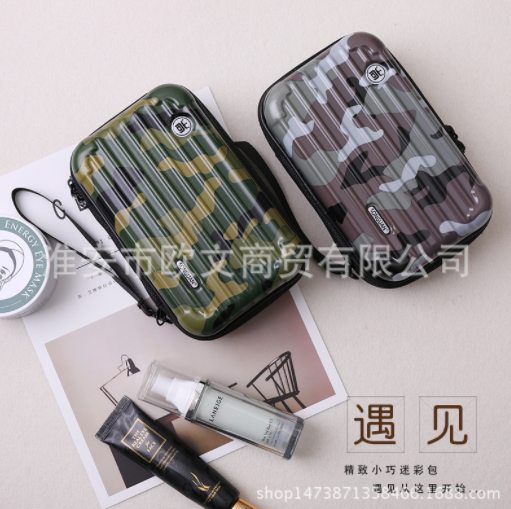 新款迷彩洗漱盒 創(chuàng)意迷彩洗漱盒 迷彩洗漱盒廠家 旅行化妝女包 硬殼迷你小箱子
