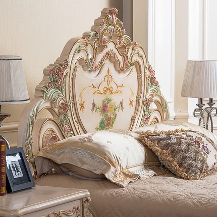 齊居置家歐式實(shí)木雙人床圖片