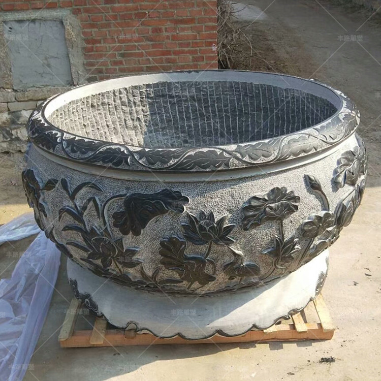 石雕大型魚缸 青石仿古荷花魚缸圖片/石雕大型魚缸 青石仿古荷花魚缸樣板圖 (4)