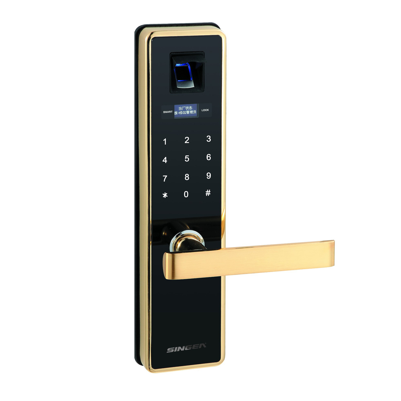 思歌170指紋感應(yīng)密碼鎖-亮鉻/香檳金/紅古銅/304不銹鋼防盜防火鎖體