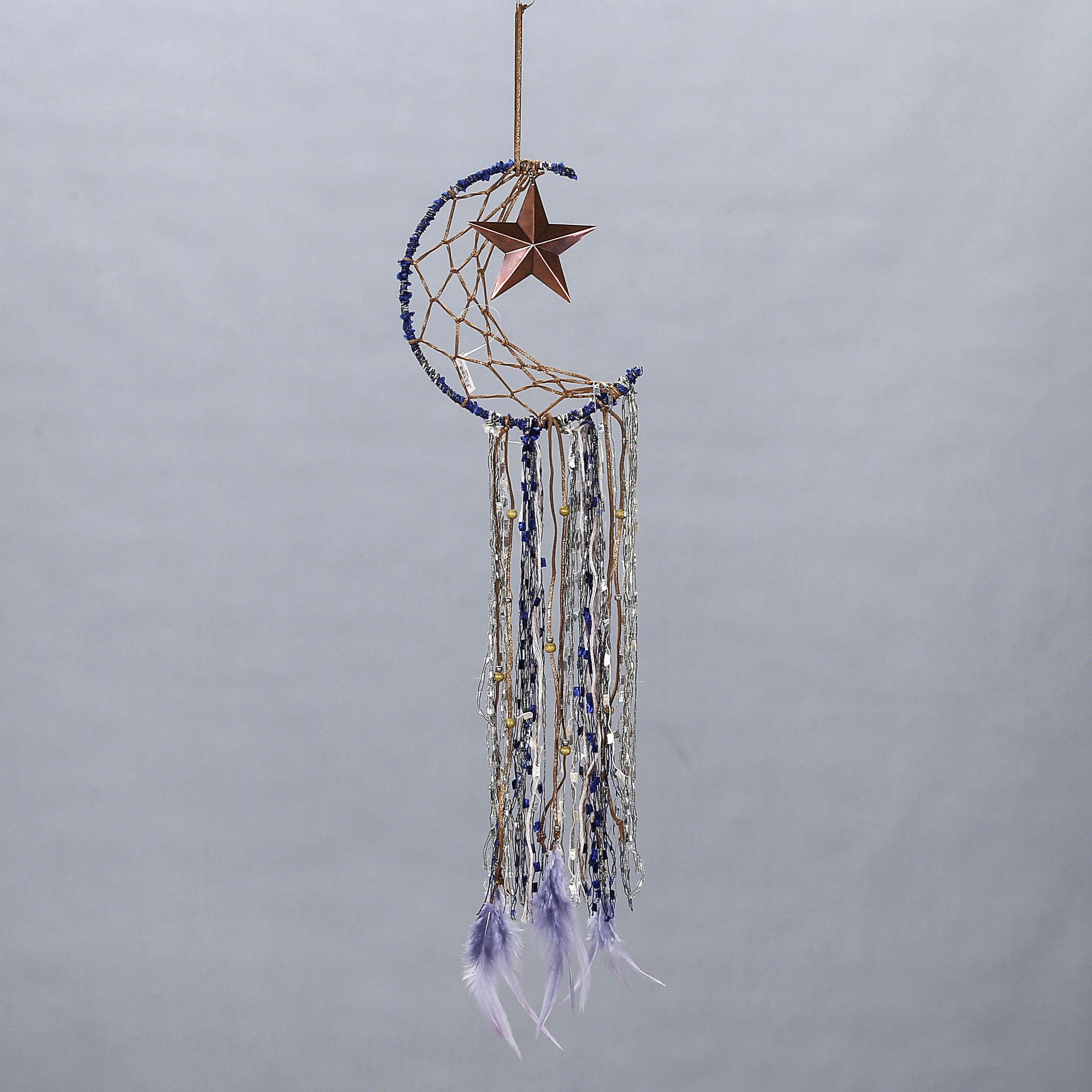 新款月亮捕夢網鈴鐺掛件  家居門飾工藝品 車掛飾手工風鈴 可批發(fā)款月亮捕夢網鈴鐺掛件