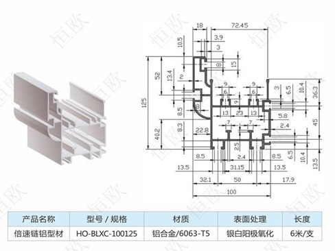 单倍速链铝材导轨_苏州恒欧2 5倍速链铝型材导轨厂家 2 5倍速链条铝型材