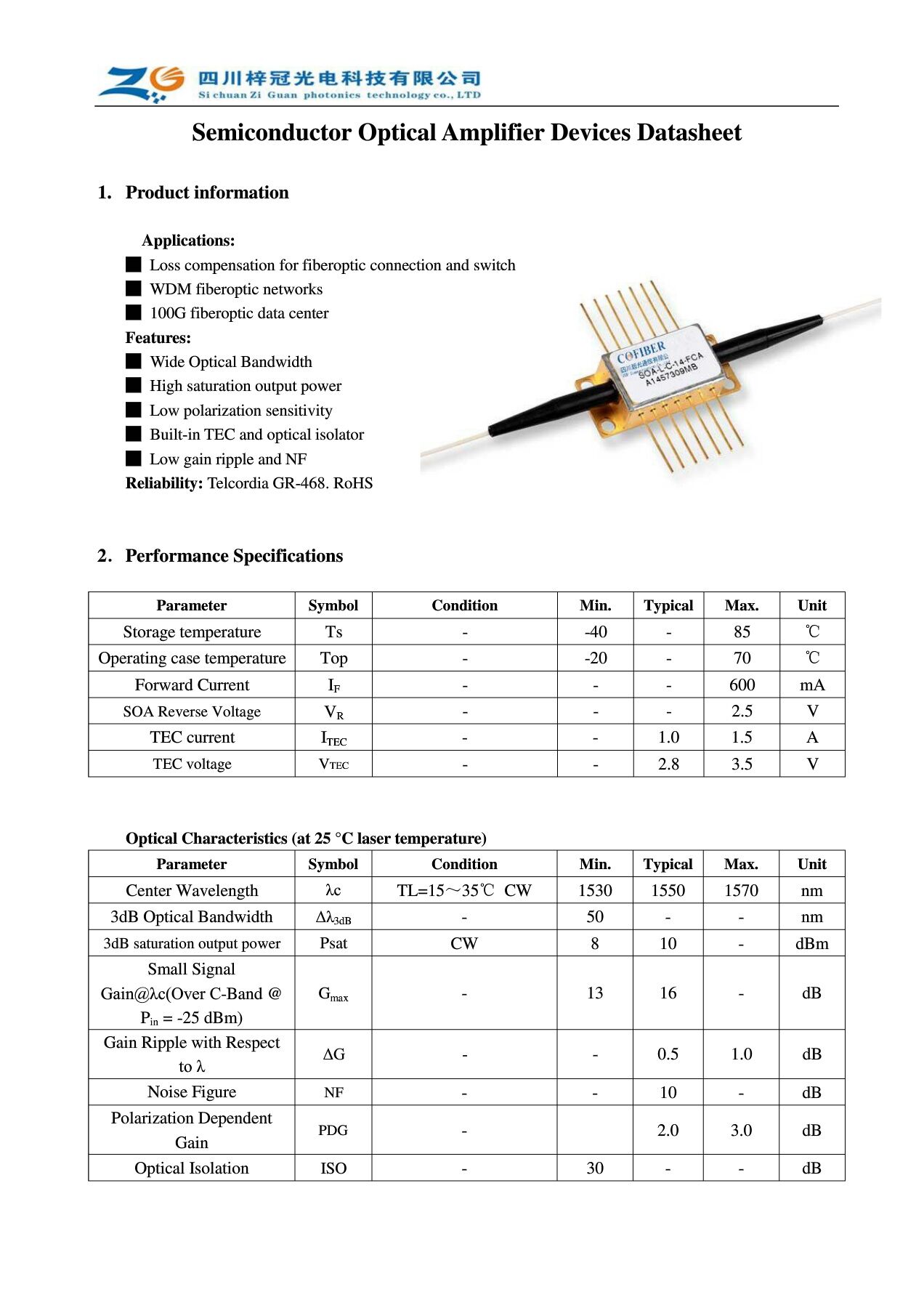 SOA半導體放大器