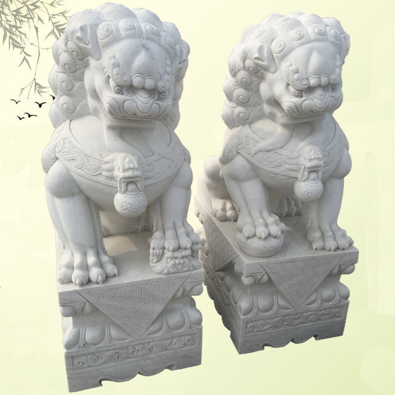 石雕石獅子供應(yīng)漢白玉獅子看門鎮(zhèn)宅青石大型石獅子擺件