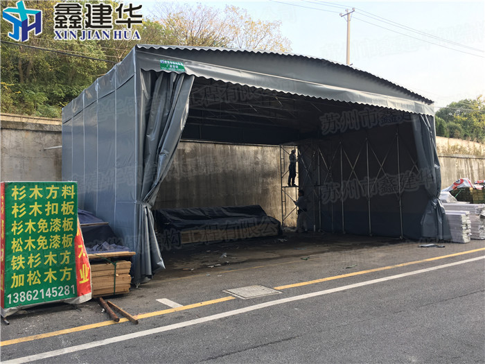 苏州市工厂电动大型移动推拉雨棚厂家