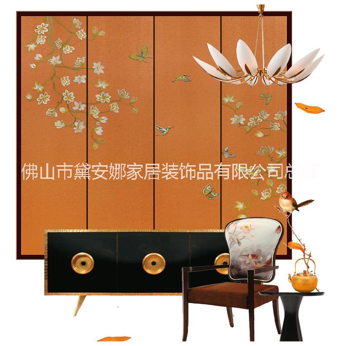 床頭玉蘭花刺繡硬包臥室背景墻圖片/床頭玉蘭花刺繡硬包臥室背景墻樣板圖 (2)