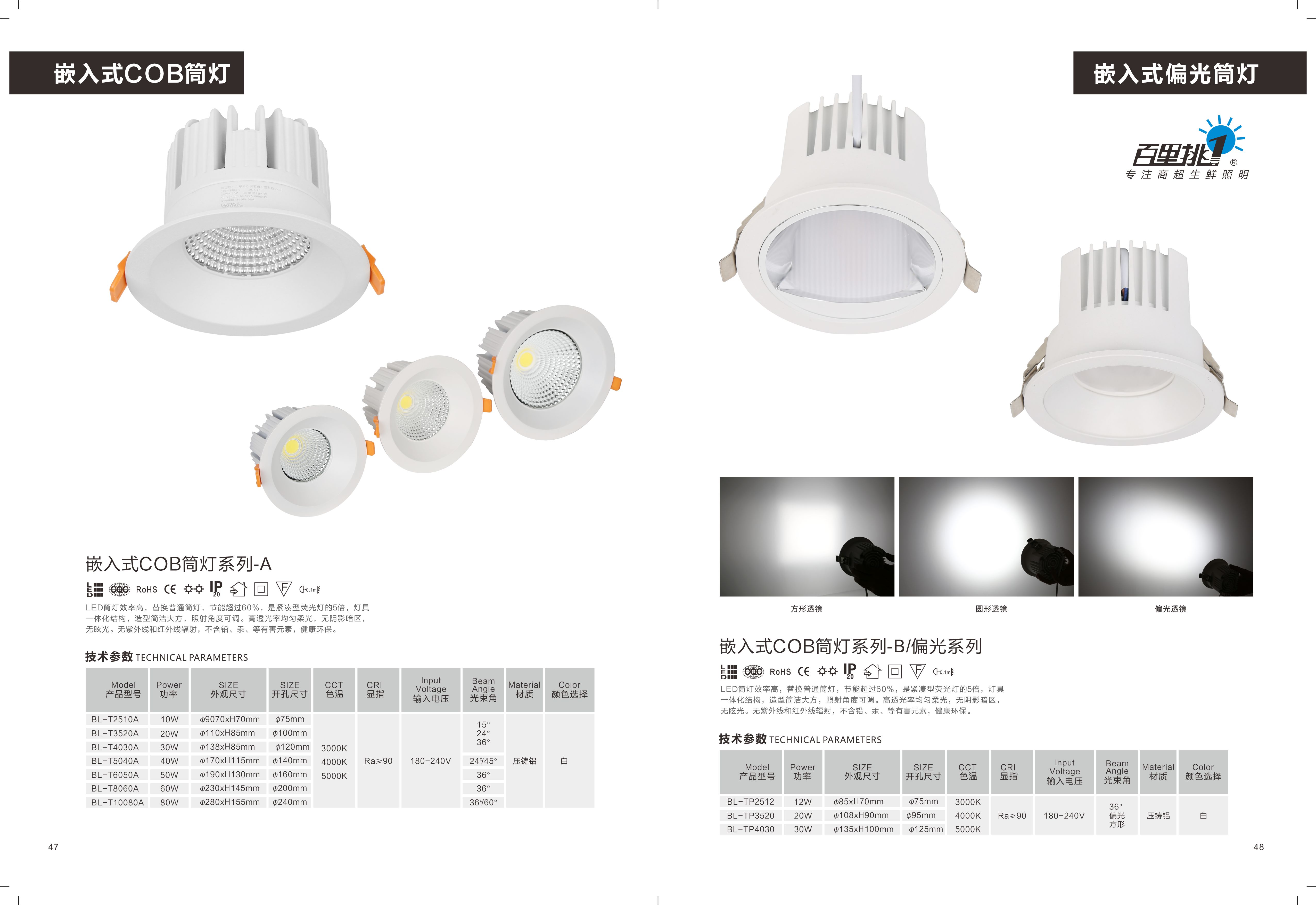 百里挑一全国批发商业照明灯具30W-36W吊罩式生鲜灯/轨道式生鲜灯/商业照明生鲜灯