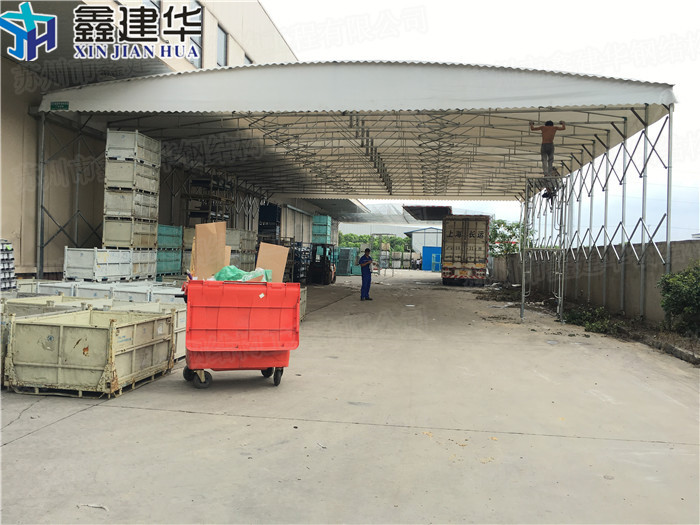 山東蒙陰縣移動(dòng)倉(cāng)庫(kù)電動(dòng)遙控蓬 活動(dòng)伸縮雨棚批發(fā)代理