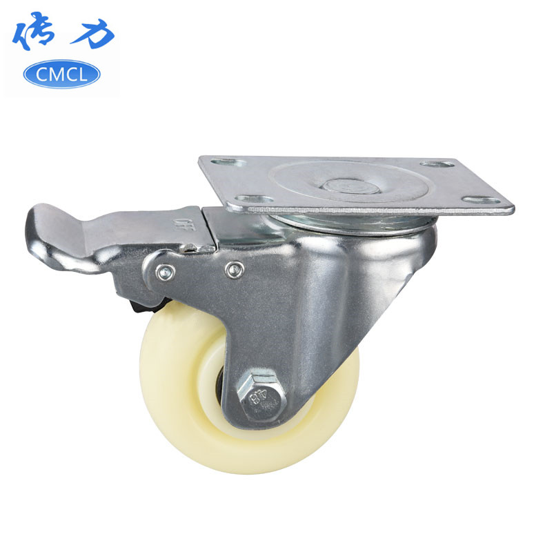 廠家直銷 3寸中型尼龍萬向帶剎車腳輪機(jī)械設(shè)備帶鎖腳輪塑料輪子貨架轱轆