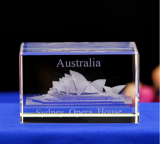 悉尼大劇院水晶內(nèi)雕擺件，*著名景點水晶內(nèi)雕紀念品定制