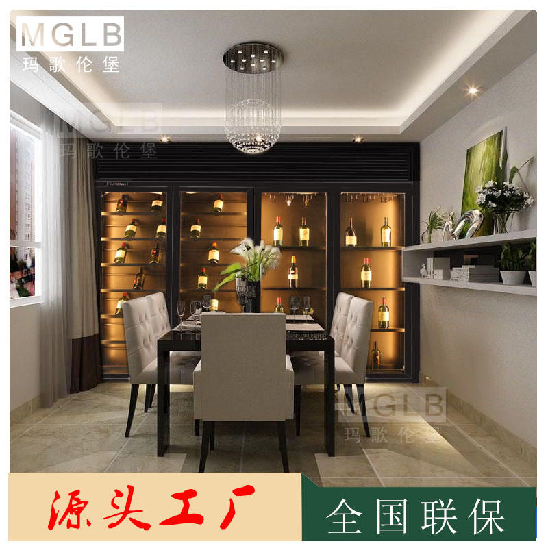 黑鈦金家裝餐廳不銹鋼恒溫酒柜圖片