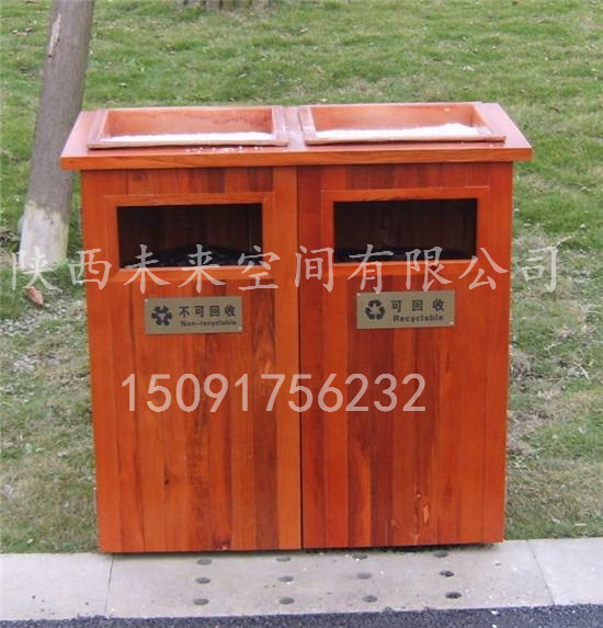 西安防腐木垃圾桶，碳化木垃圾桶，