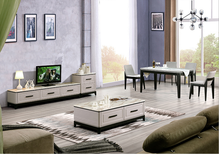 白色大理石茶幾電視柜圖片/白色大理石茶幾電視柜樣板圖 (1)