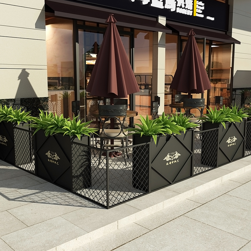 戶外咖啡店奶茶店花箱圍欄組合圖片