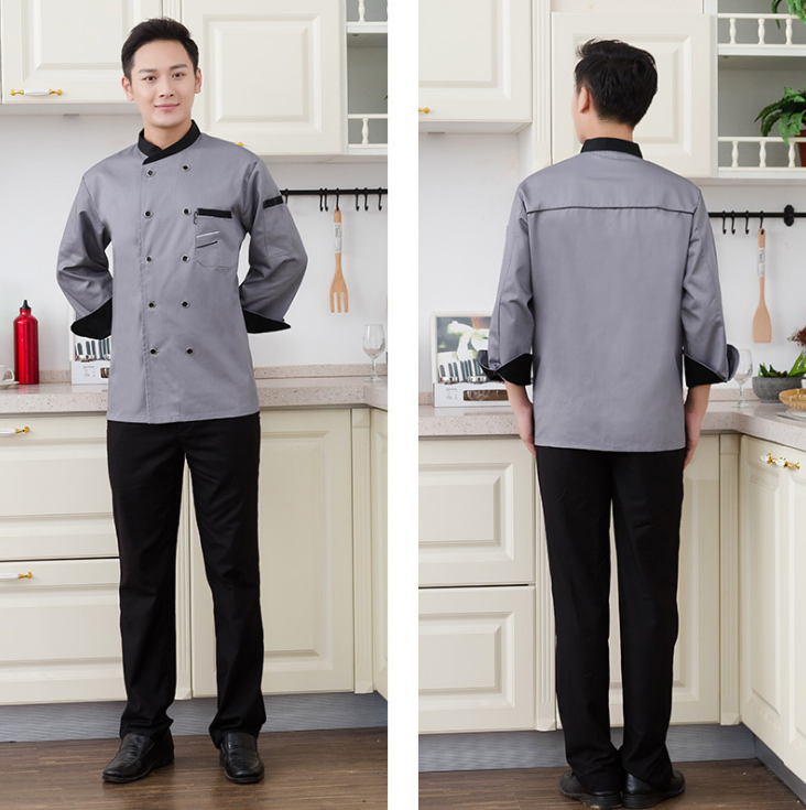 廚師服長(zhǎng)袖 廚師工作服 廠服勞保服定制