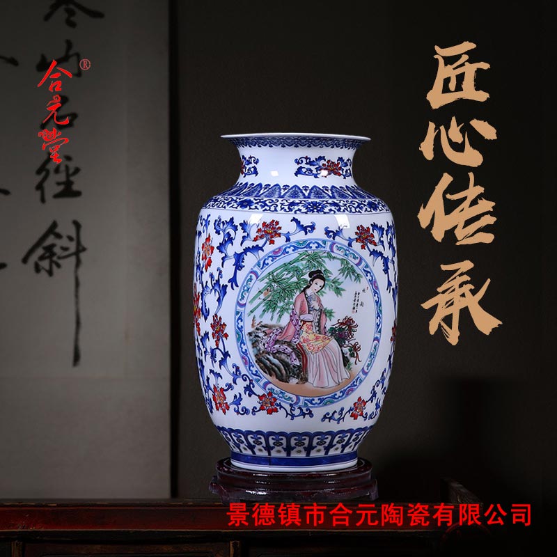 装饰摆件陶瓷花瓶 寺庙陶瓷大花瓶摆件