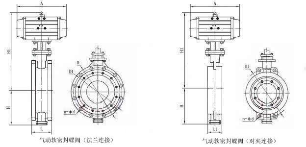 气动软密封蝶阀_外形尺寸