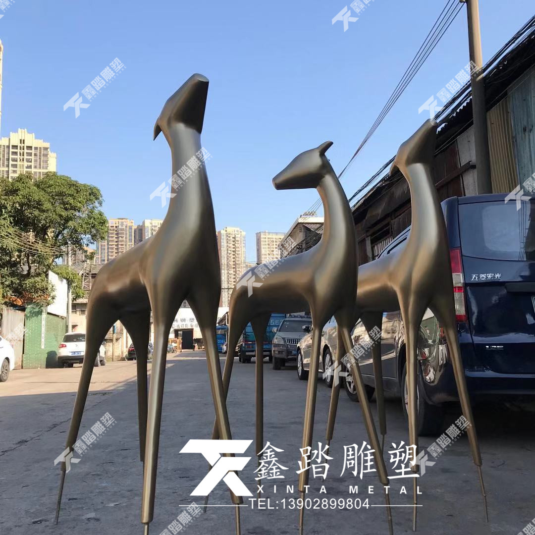 公園綠地不銹鋼羚羊*雕塑擺件 園林水景不銹鋼雕塑