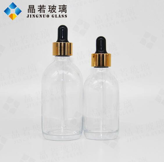 玻璃滴管瓶新款玻璃滴管瓶 24K黄金精华液瓶子100ml 精油瓶化妆品包材