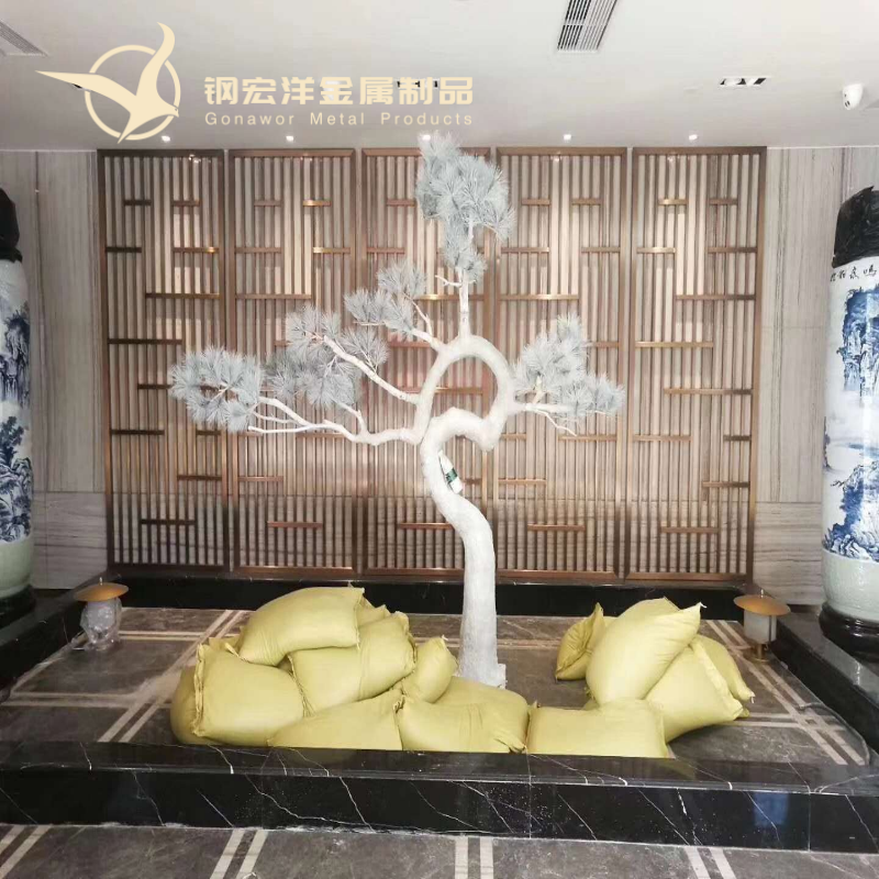 北歐輕奢簡(jiǎn)約現(xiàn)代金屬玄關(guān)屏風(fēng)隔斷餐廳客廳裝飾不銹鋼新中式屏風(fēng)