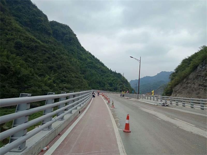 聊城市桥梁护栏厂家生产加工Q345镀锌喷塑栏杆 热镀锌道路护栏 梁柱式金属桥梁护栏